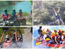 Połączona przygoda raftingu, tyrolki i buggy Safari lub quadach Safari z belek